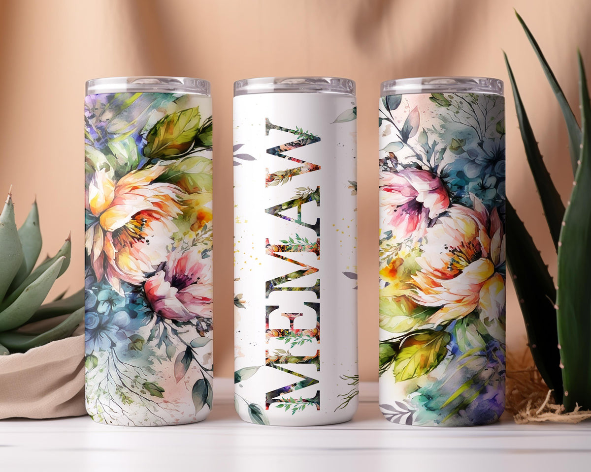 Memaw Floral Watercolor Tumbler