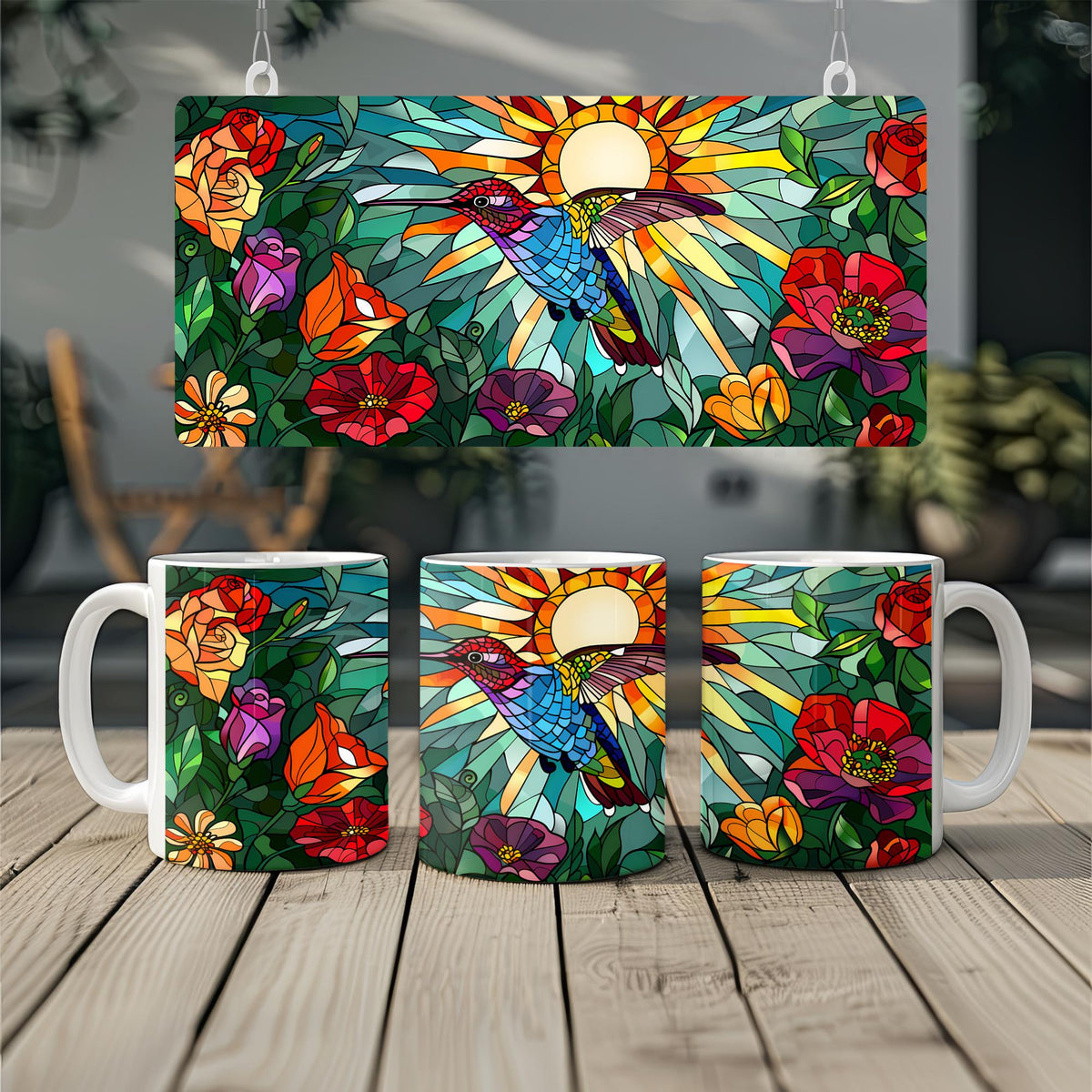 Hummingbird Stained Glass Mug