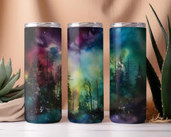 Watercolor Forest Aurora Tumbler