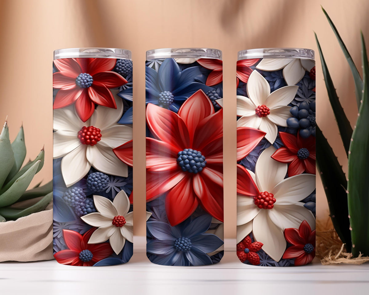 Patriotic Flowers Tumbler