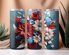 Patriotic Flowers Tumbler