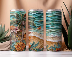 3D Beach Quilling Tumbler