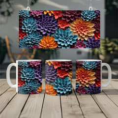 3D Colorful Flowers Mug