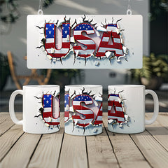 3D USA Cracked Mug