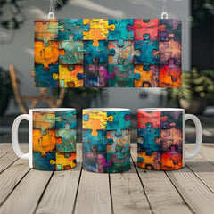 3D Colorful Puzzles Mug