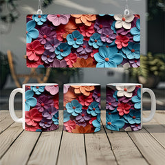 3D Colorful Flowers Mug