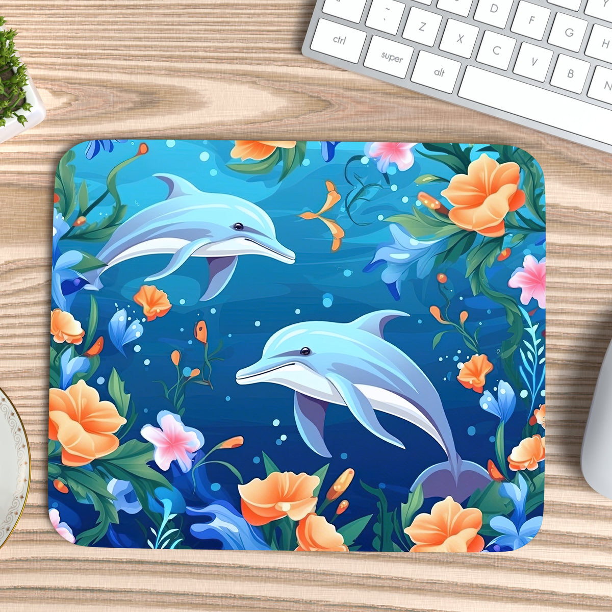 Floral Dolphins Mousepad