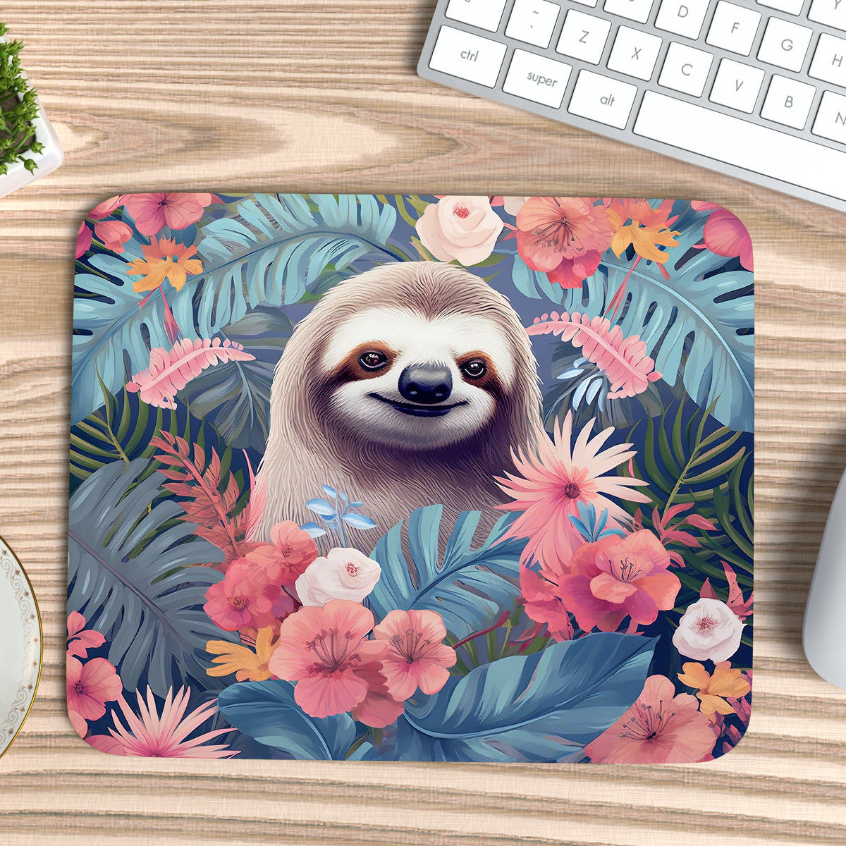 Floral Sloth Mousepad