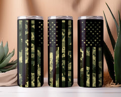 USA Flag Camo Green Tumbler