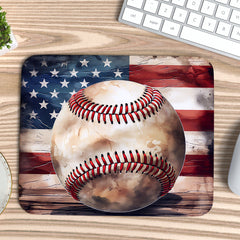 USA Flag & Baseball Mousepad